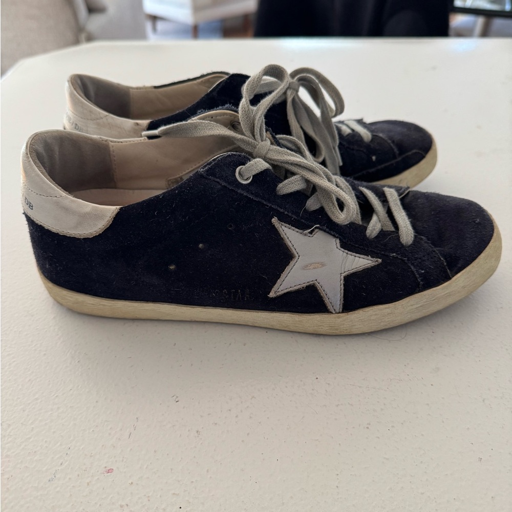 Golden Goose Navy Suede Sneakers with Star Detail Size 39